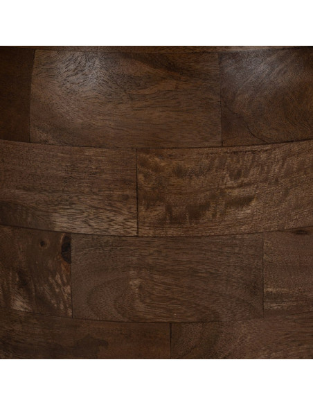 Table basse moderne Ronde en Bois de manguier Verre Transparent Miel Xiara - 4