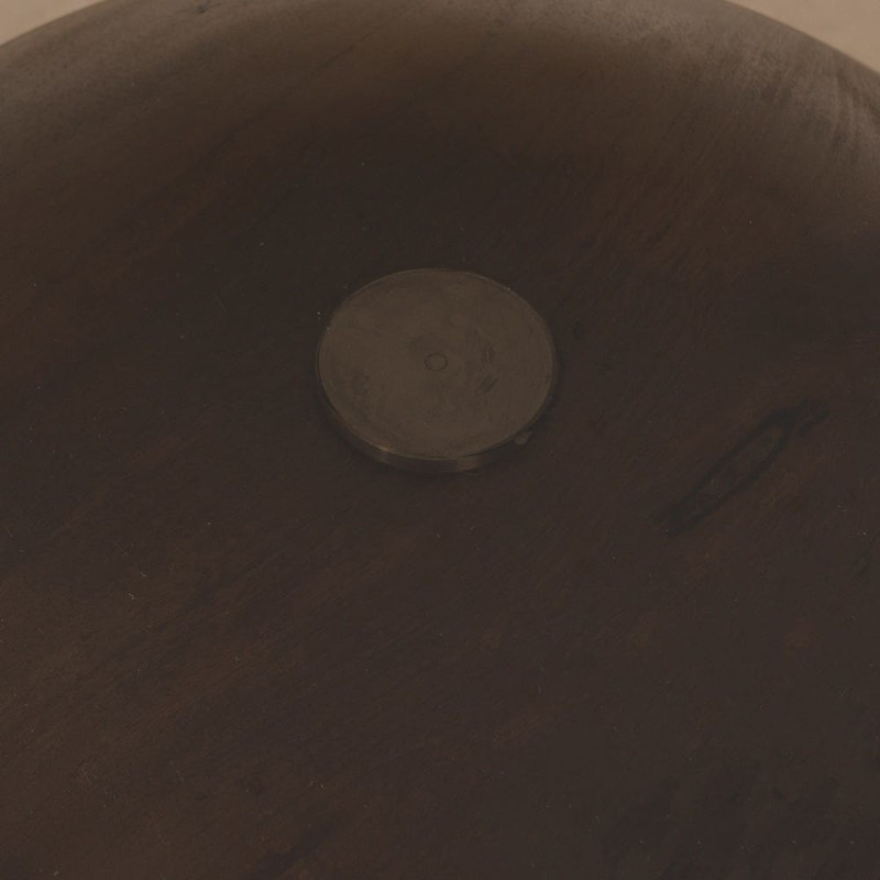 Table basse moderne Ronde en Bois de manguier Verre Transparent Miel Xiara - 5