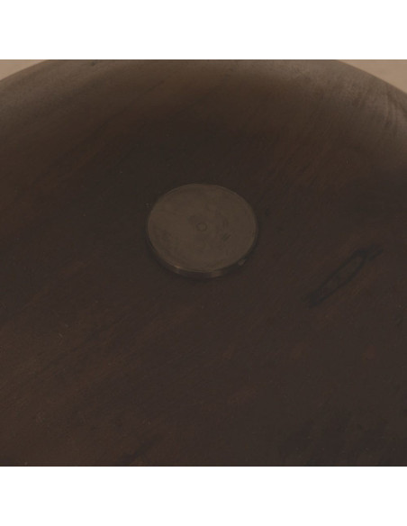 Table basse moderne Ronde en Bois de manguier Verre Transparent Miel Xiara - 5