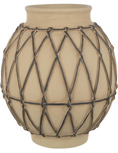 Cache-pot Ovale Berbère Diamètre 31 cm en Ciment Beige Noir Numide - 1