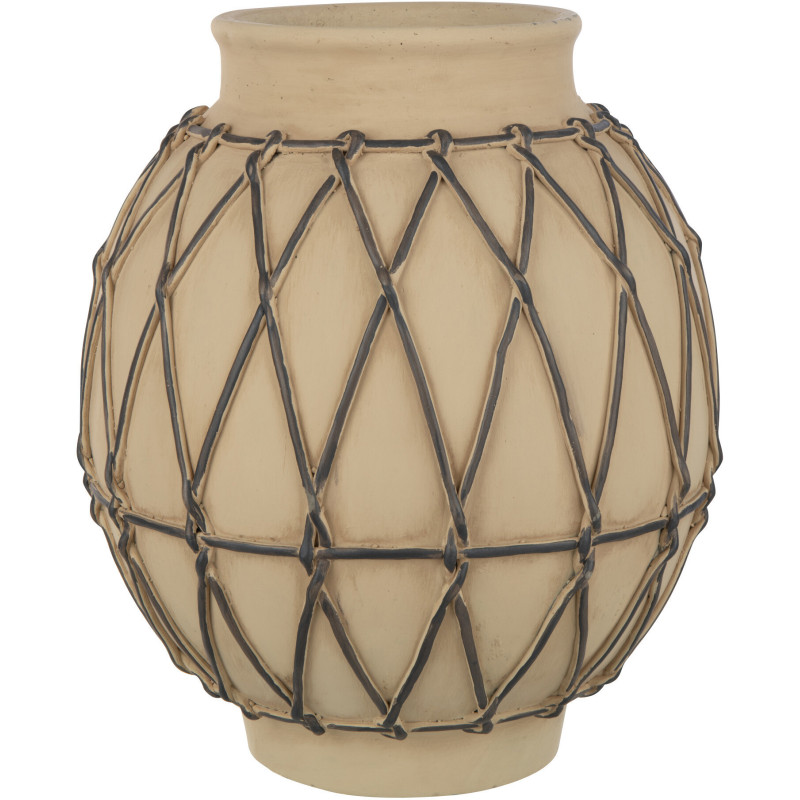Cache-pot Ovale Berbère Diamètre 31 cm en Ciment Beige Noir Numide - 1