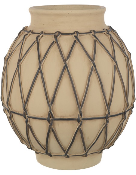 Cache-pot Ovale Berbère Diamètre 31 cm en Ciment Beige Noir Numide - 1