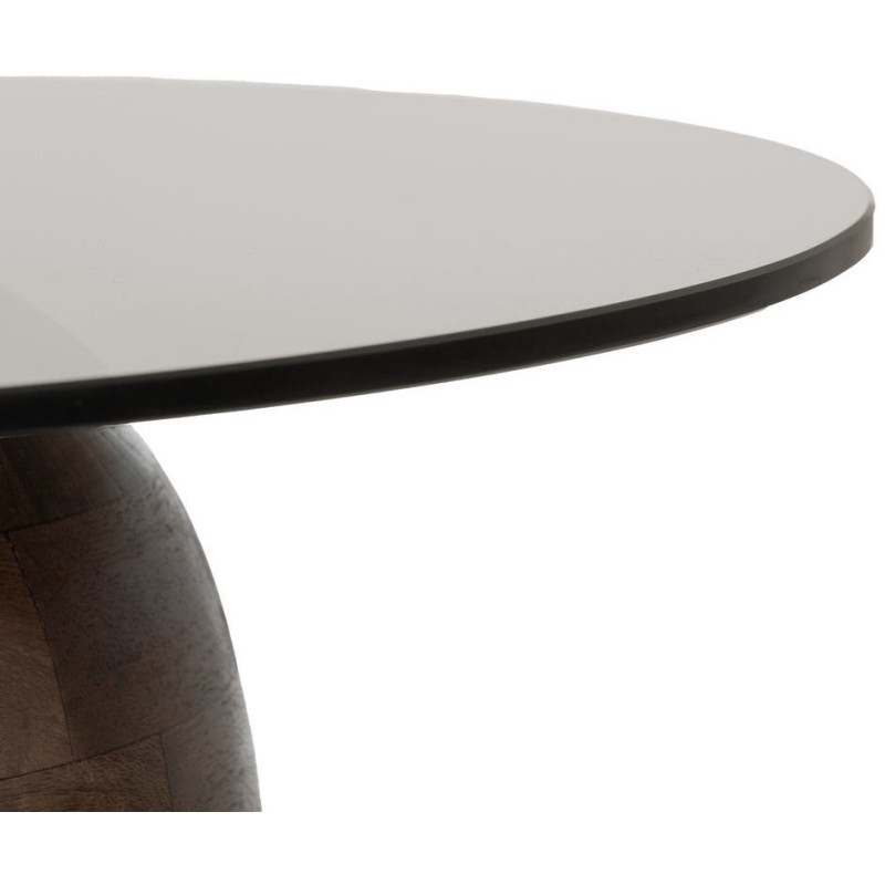Table d'appoint moderne Ronde en Bois de manguier Verre Transparent Miel Xiara - 4