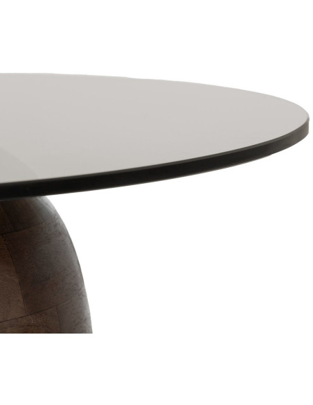 Table d'appoint moderne Ronde en Bois de manguier Verre Transparent Miel Xiara - 4
