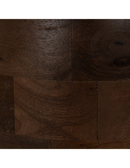 Table d'appoint moderne Ronde en Bois de manguier Verre Transparent Miel Xiara - 5