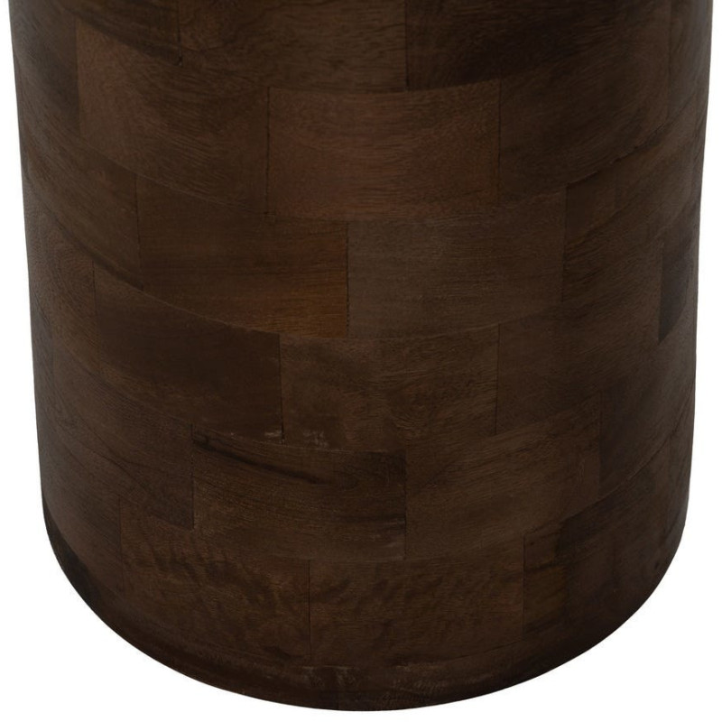 Table d'appoint moderne Ronde en Bois de manguier Verre Transparent Miel Xiara - 6