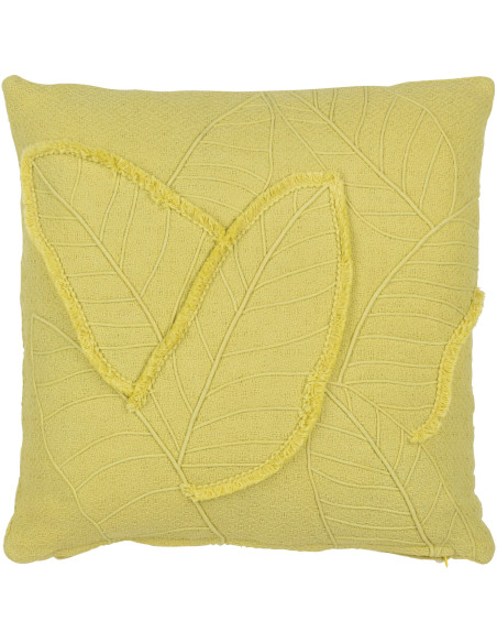 Coussin Carré 45x45 en Coton Vert citron Motif feuilles Suavis - 1