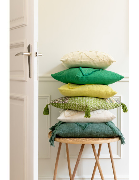 Coussin Carré 45x45 en Coton Vert citron Motif feuilles Suavis - 5