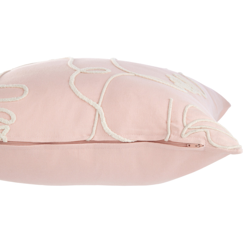Coussin Carré 45x45 abstrait en Coton Rose Blanc Motif visages Genae - 4
