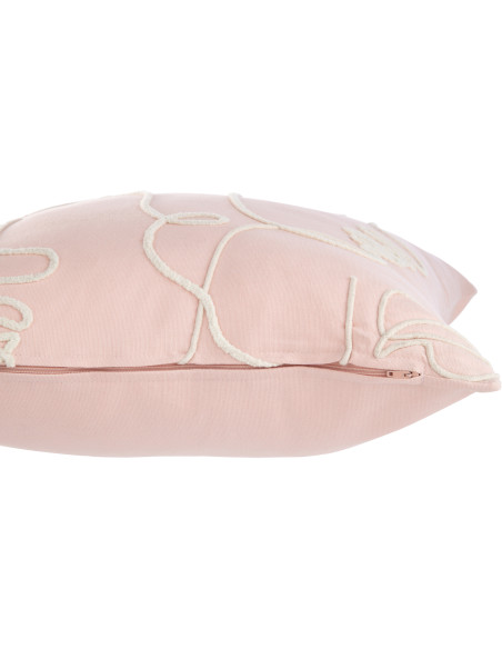 Coussin Carré 45x45 abstrait en Coton Rose Blanc Motif visages Genae - 4