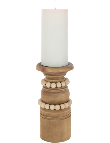 Bougeoir Pilier Hauteur 20 cm en Bois de pin Naturel Métal Beige Pila - 3