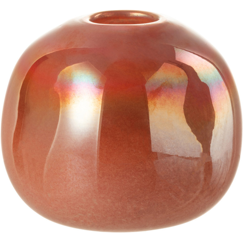 Vase Rond Reflect Hauteur 10 cm en Verre Rouge Effet irisé - 1