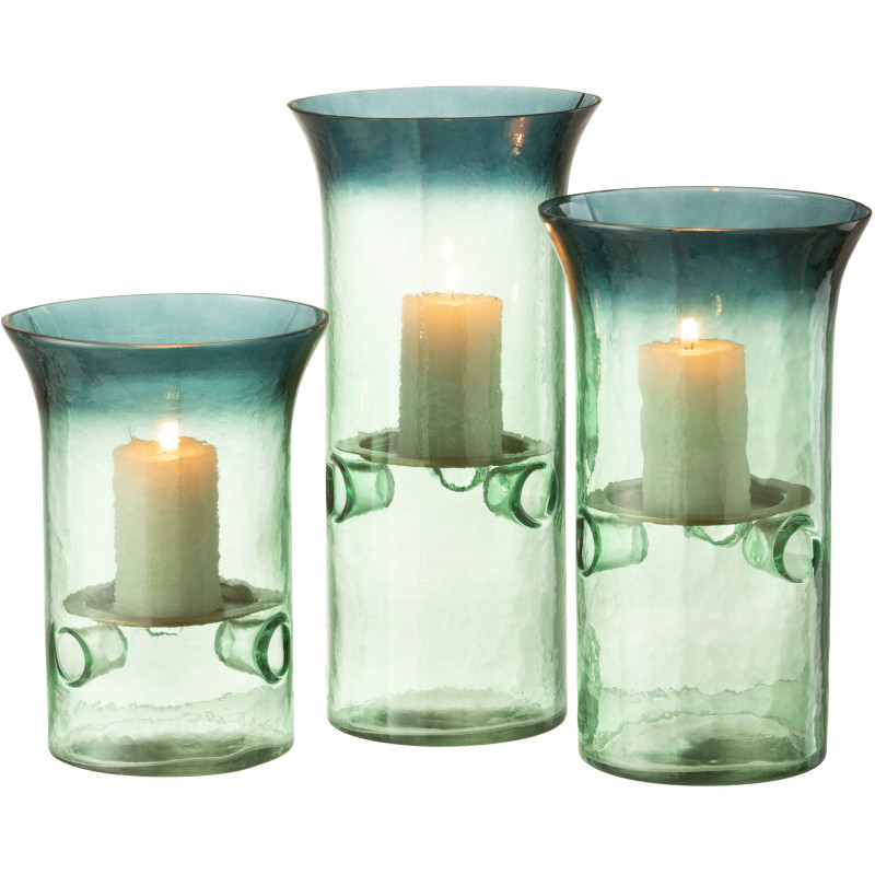 Photophore Cylindrique Diamètre 15 cm en Verre Vert Métal Fusio (Lot de 3) - 2