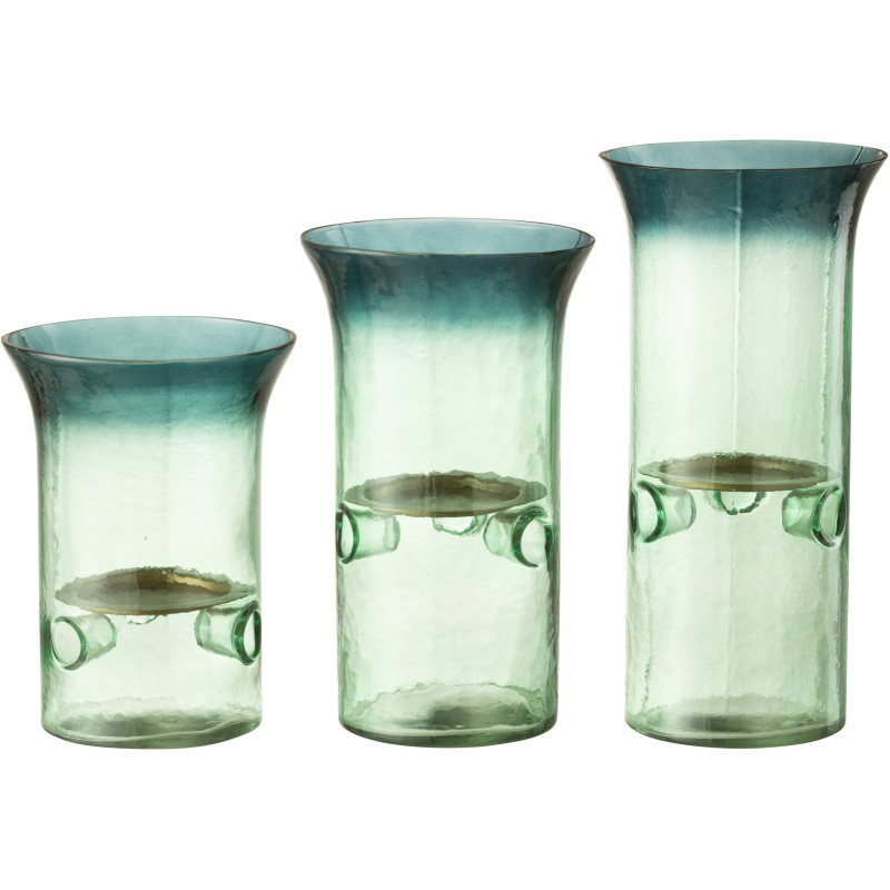 Photophore Cylindrique Diamètre 15 cm en Verre Vert Métal Fusio (Lot de 3) - 4