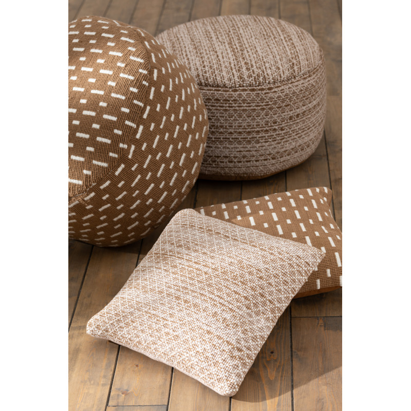 Coussin d'extérieur Carré 45x45 en Polyester Marron Blanc Motif tirets Leandro - 2