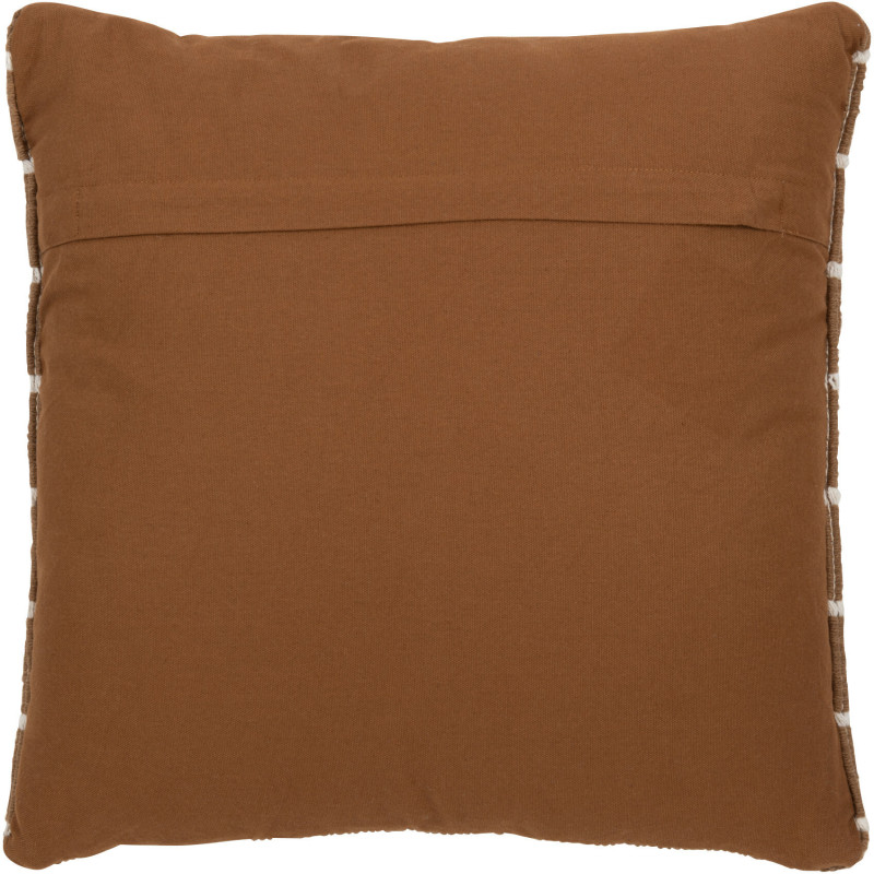 Coussin d'extérieur Carré 45x45 en Polyester Marron Blanc Motif tirets Leandro - 3