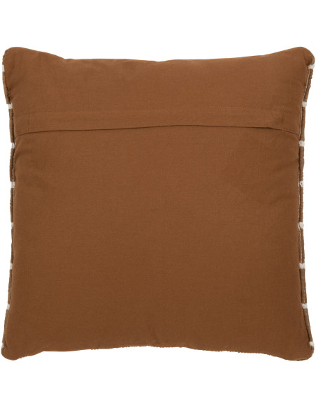 Coussin d'extérieur Carré 45x45 en Polyester Marron Blanc Motif tirets Leandro - 3