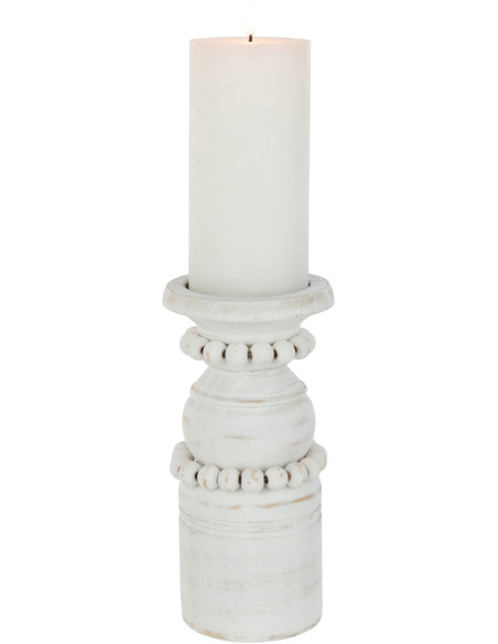 Bougeoir Pilier Hauteur 20 cm en Bois de pin Blanc Métal Blanc Pila - 4