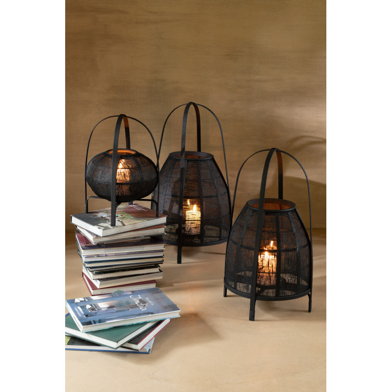 Lanterne photophore Ronde XL Diamètre 35 cm en Bambou Noir Hood - 2