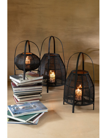 Lanterne photophore Ronde XL Diamètre 35 cm en Bambou Noir Hood - 2