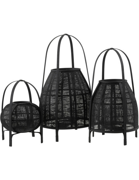 Lanterne photophore Ronde XXL Diamètre 38 cm en Bambou Noir Hood - 5