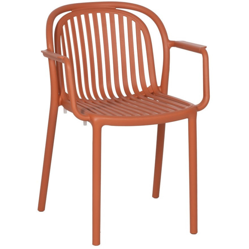 Fauteuil de table extérieur moderne en Polypropylène Terracotta Estia (Lot de 2) - 1