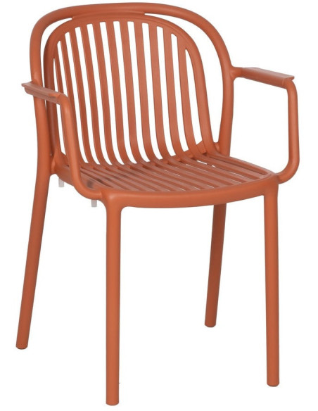 Fauteuil de table extérieur moderne en Polypropylène Terracotta Estia (Lot de 2) - 1