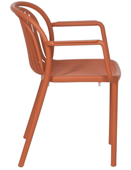 Fauteuil de table extérieur moderne en Polypropylène Terracotta Estia (Lot de 2) - 2