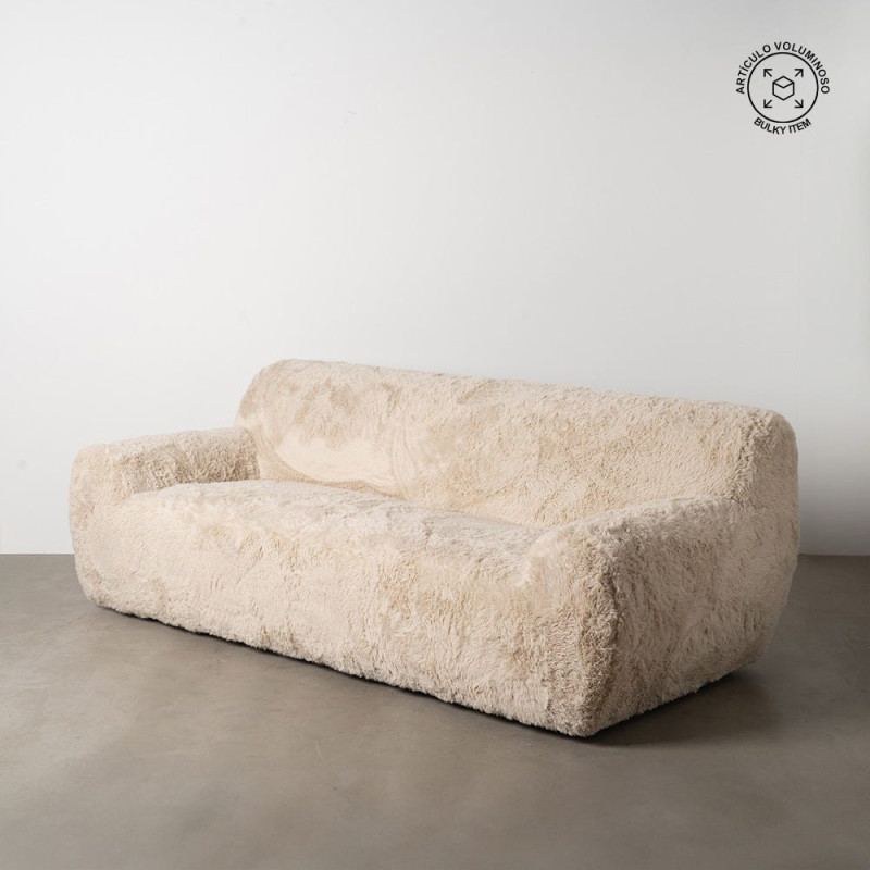 Canapé original Bouclette 3 places en Tissu Beige Bouclé Bois MDF Unai - 13