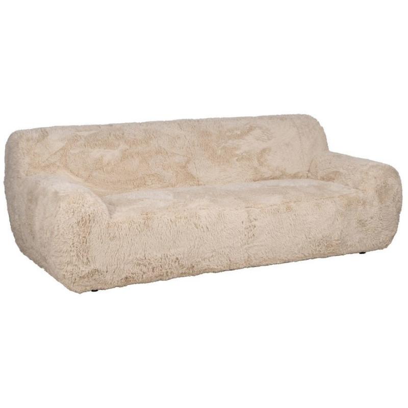 Canapé original Bouclette 3 places en Tissu Beige Bouclé Bois MDF Unai - 1