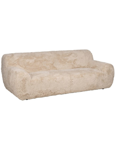 Canapé original Bouclette 3 places en Tissu Beige Bouclé Bois MDF Unai - 1