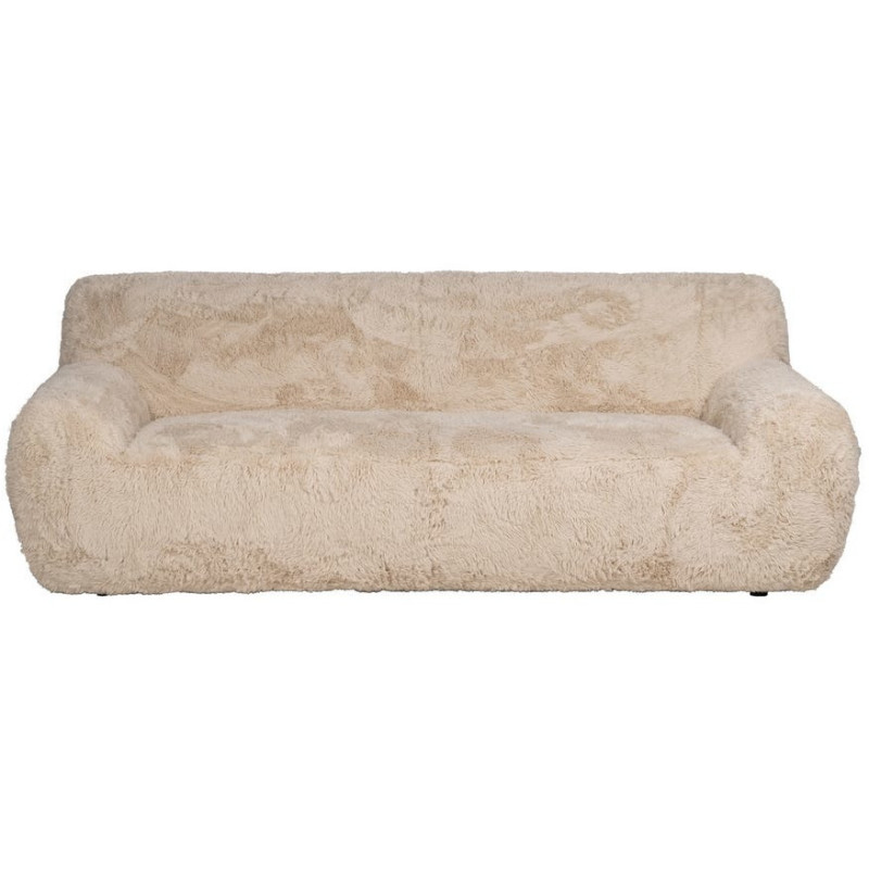 Canapé original Bouclette 3 places en Tissu Beige Bouclé Bois MDF Unai - 2