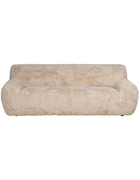 Canapé original Bouclette 3 places en Tissu Beige Bouclé Bois MDF Unai - 2