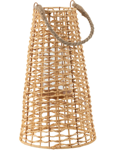 Lanterne photophore Conique Diamètre 25 cm en Rotin Naturel Anais - 1