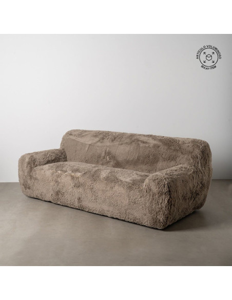 Canapé original Bouclette 3 places en Tissu Taupe Bouclé Bois MDF Unai - 14