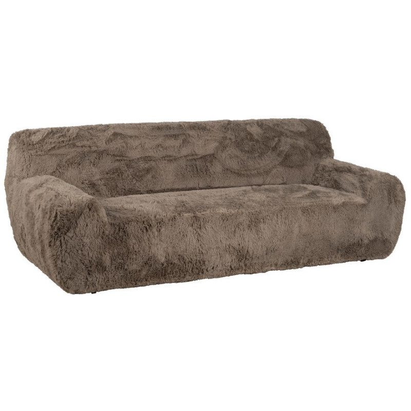 Canapé original Bouclette 3 places en Tissu Taupe Bouclé Bois MDF Unai - 1