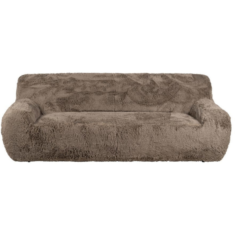 Canapé original Bouclette 3 places en Tissu Taupe Bouclé Bois MDF Unai - 3