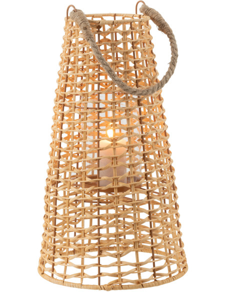 Lanterne photophore Conique Diamètre 25 cm en Rotin Naturel Anais - 3