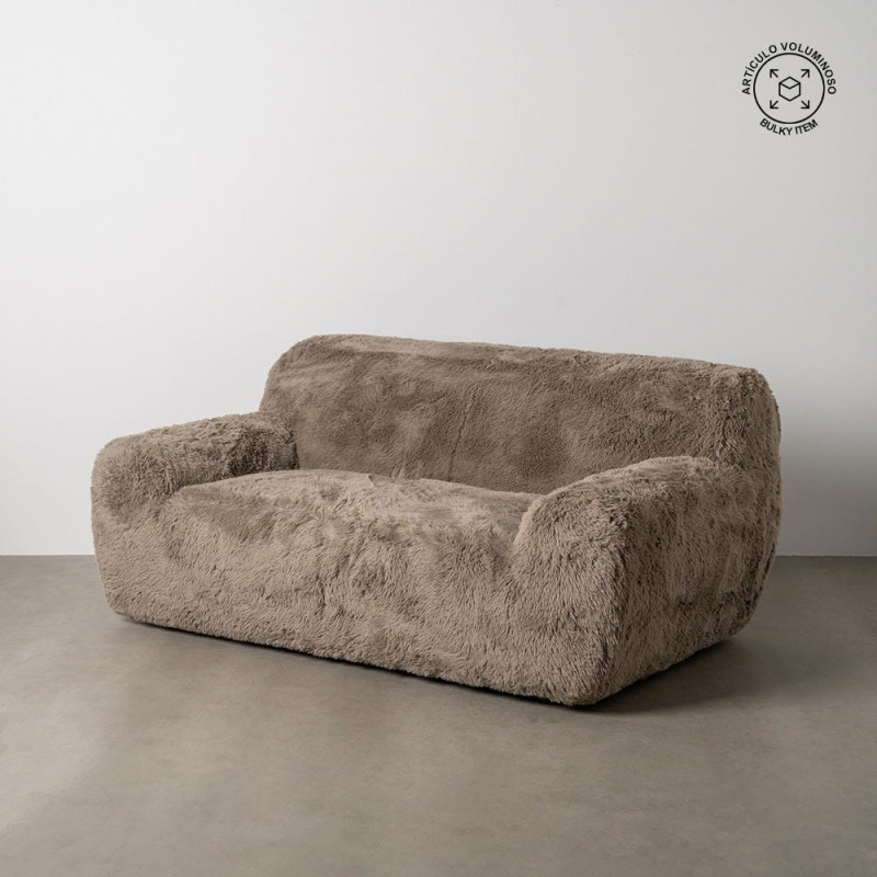 Canapé original Bouclette 2 places en Tissu Taupe Bouclé Bois MDF Unai - 14