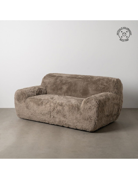 Canapé original Bouclette 2 places en Tissu Taupe Bouclé Bois MDF Unai - 14