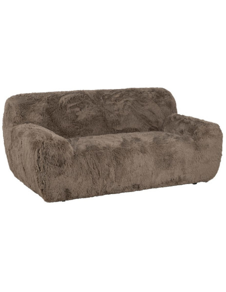 Canapé original Bouclette 2 places en Tissu Taupe Bouclé Bois MDF Unai - 1