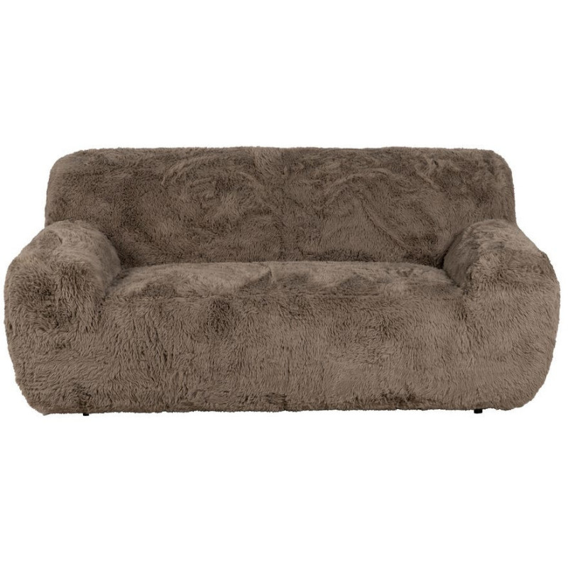 Canapé original Bouclette 2 places en Tissu Taupe Bouclé Bois MDF Unai - 3