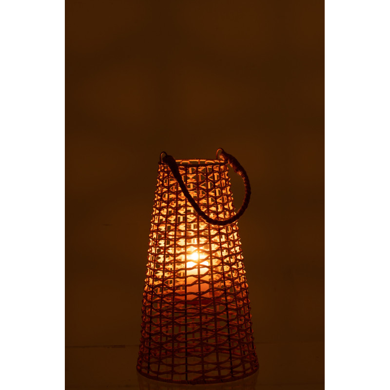 Lanterne photophore Conique Diamètre 25 cm en Rotin Naturel Anais - 4