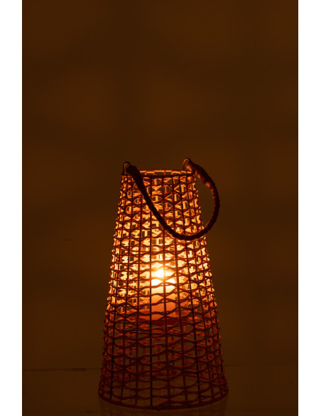 Lanterne photophore Conique Diamètre 25 cm en Rotin Naturel Anais - 4