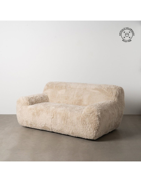 Canapé original Bouclette 2 places en Tissu Beige Bouclé Bois MDF Unai - 14