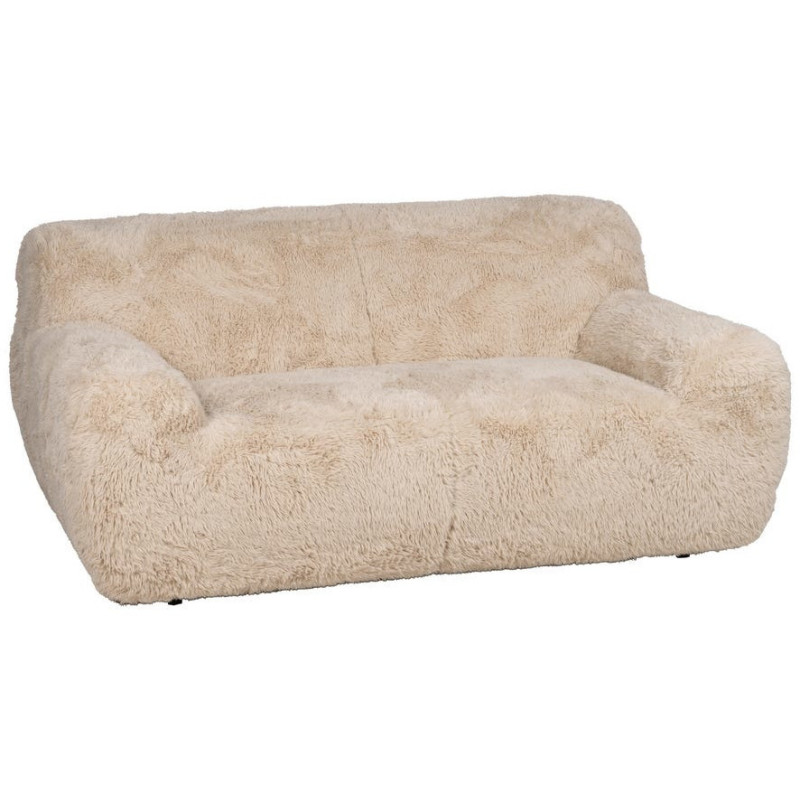 Canapé original Bouclette 2 places en Tissu Beige Bouclé Bois MDF Unai - 1