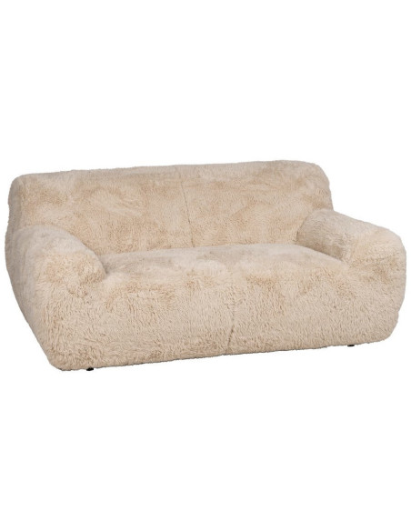 Canapé original Bouclette 2 places en Tissu Beige Bouclé Bois MDF Unai - 1