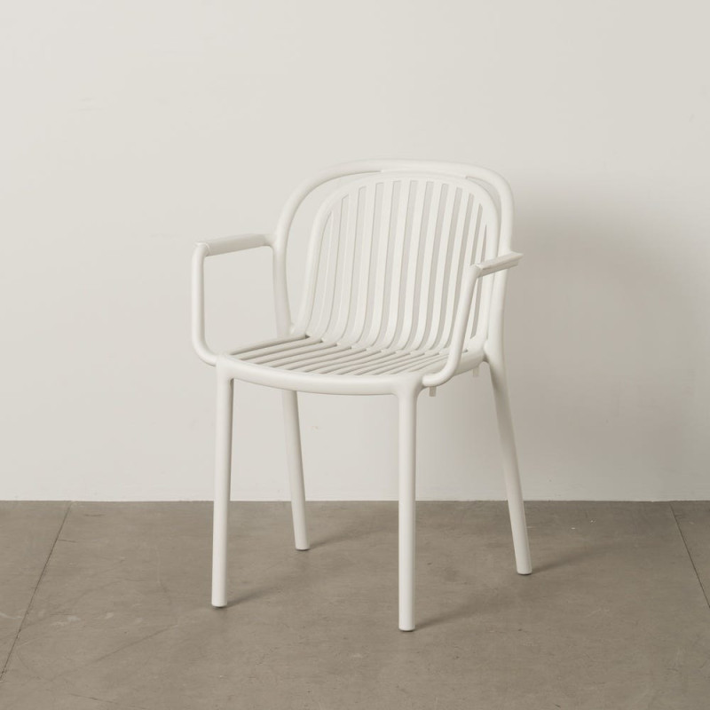 Fauteuil de table extérieur moderne en Polypropylène Blanc Estia (Lot de 2) - 12