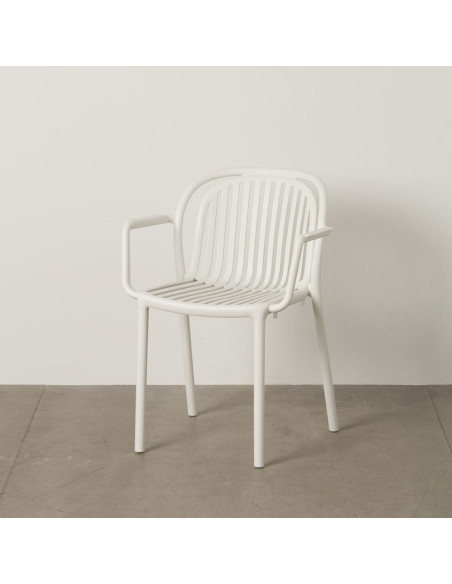 Fauteuil de table extérieur moderne en Polypropylène Blanc Estia (Lot de 2) - 12