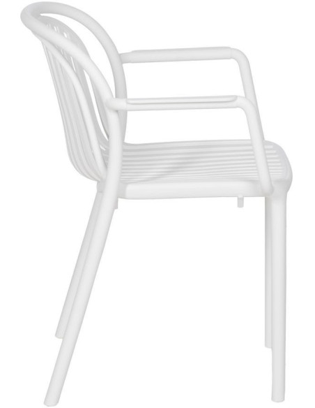 Fauteuil de table extérieur moderne en Polypropylène Blanc Estia (Lot de 2) - 2